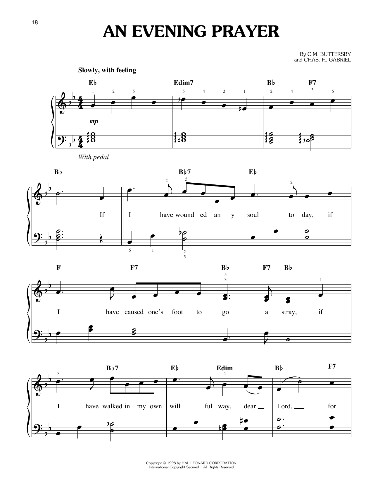 Elvis Presley An Evening Prayer sheet music notes and chords arranged for Easy Piano