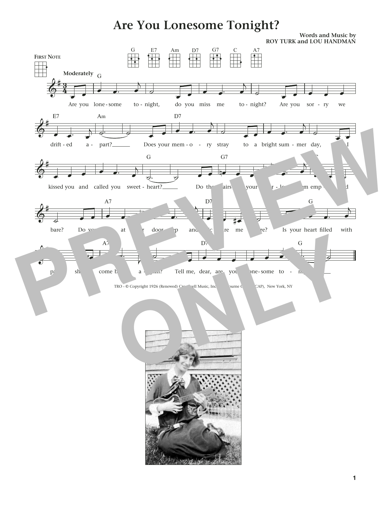 Elvis Presley Are You Lonesome Tonight? (from The Daily Ukulele) (arr. Liz and Jim Beloff) sheet music notes and chords arranged for Ukulele