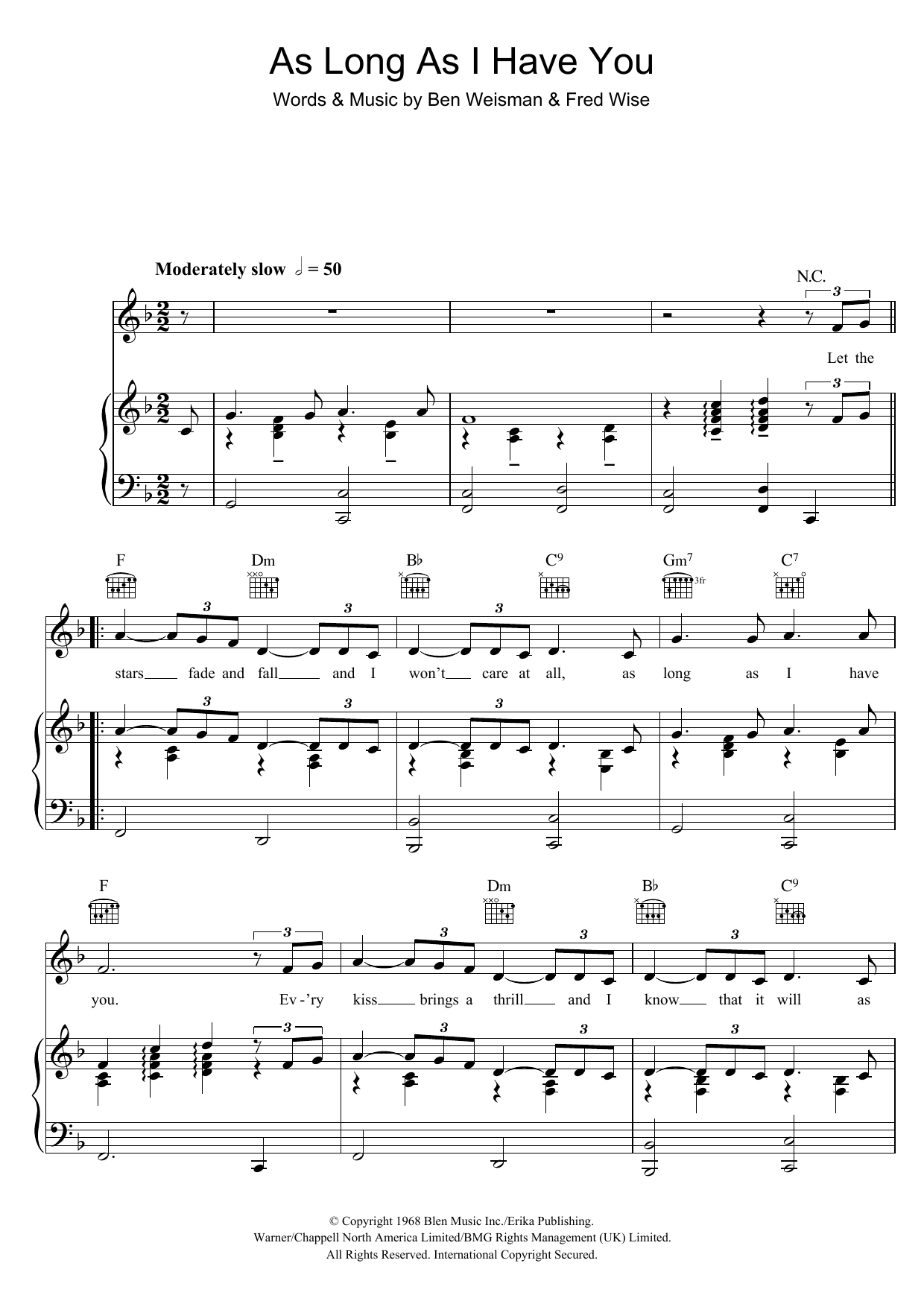 Elvis Presley As Long As I Have You sheet music notes and chords arranged for Piano, Vocal & Guitar Chords (Right-Hand Melody)