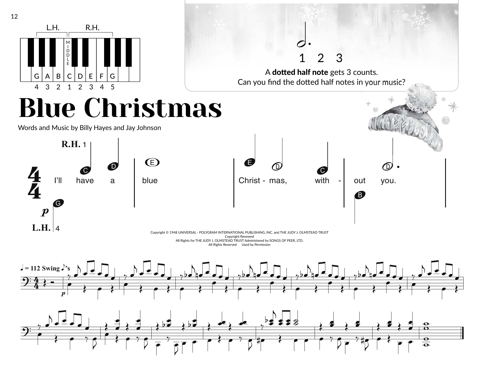 Elvis Presley Blue Christmas (arr. Brittany McCorriston) sheet music notes and chords arranged for Very Beginner Piano