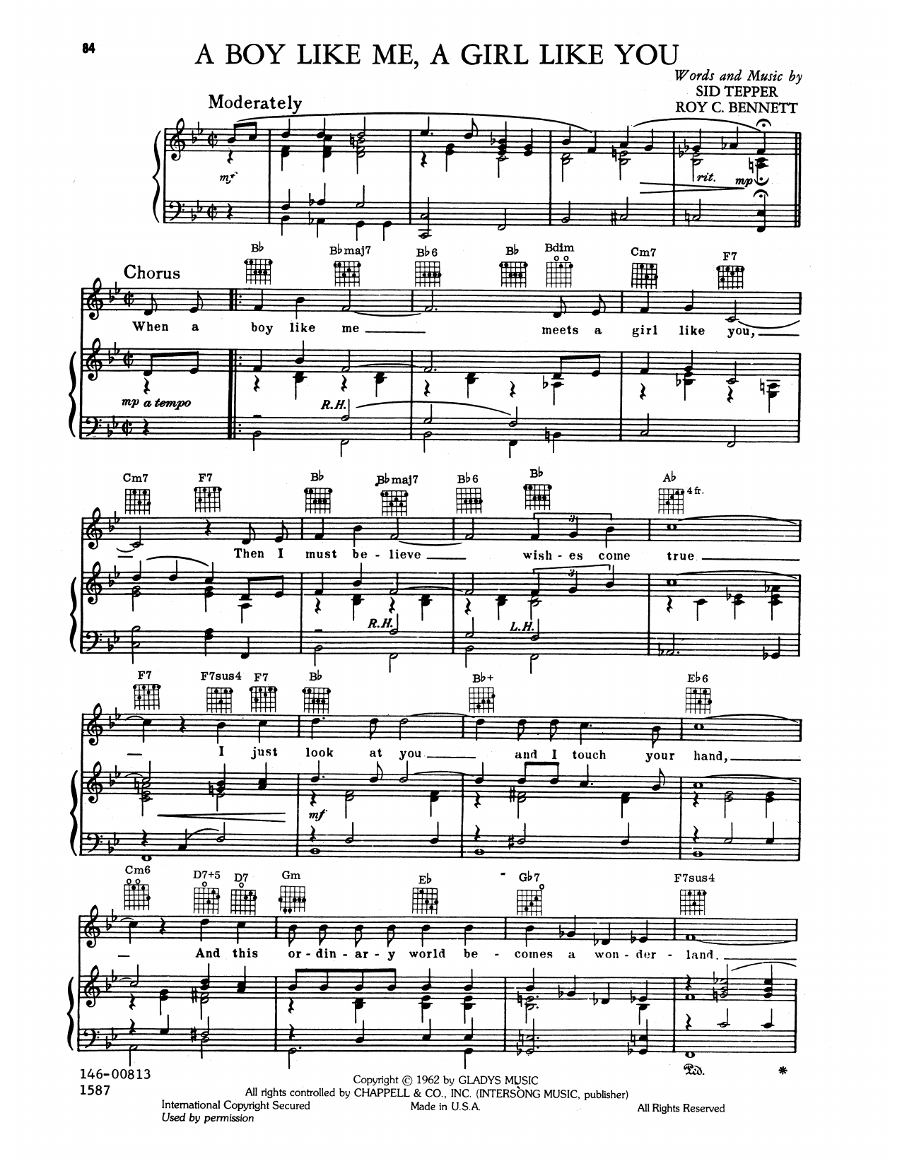 Elvis Presley Boy Like Me, A Girl Like You sheet music notes and chords arranged for Piano, Vocal & Guitar Chords (Right-Hand Melody)