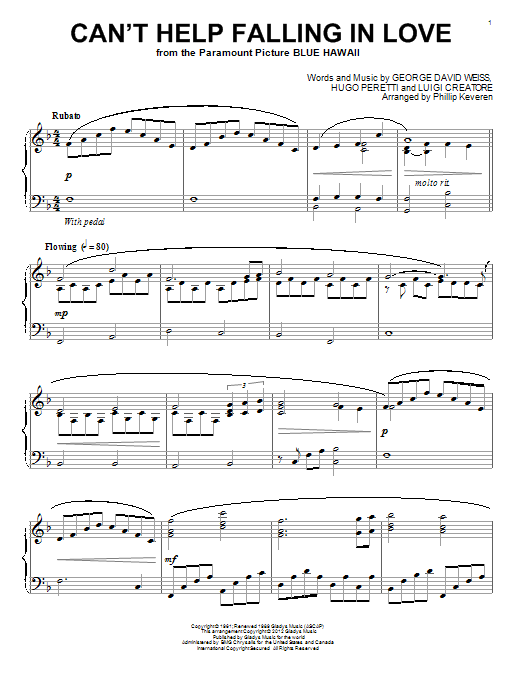 Elvis Presley Can't Help Falling In Love (arr. Phillip Keveren) sheet music notes and chords arranged for Educational Piano