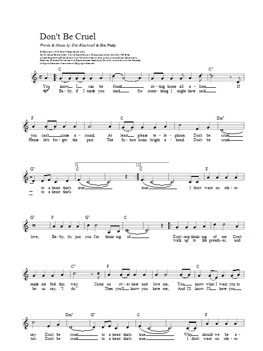 Elvis Presley Don't Be Cruel (To A Heart That's True) sheet music notes and chords arranged for French Horn Solo