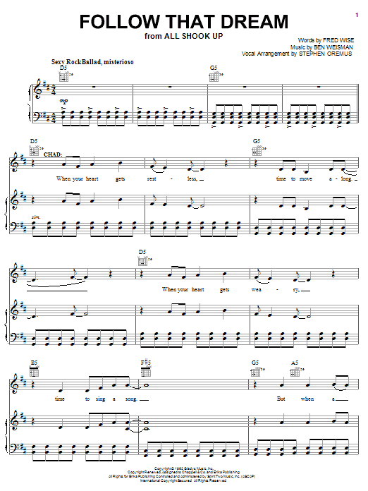 Elvis Presley Follow That Dream sheet music notes and chords arranged for Easy Guitar