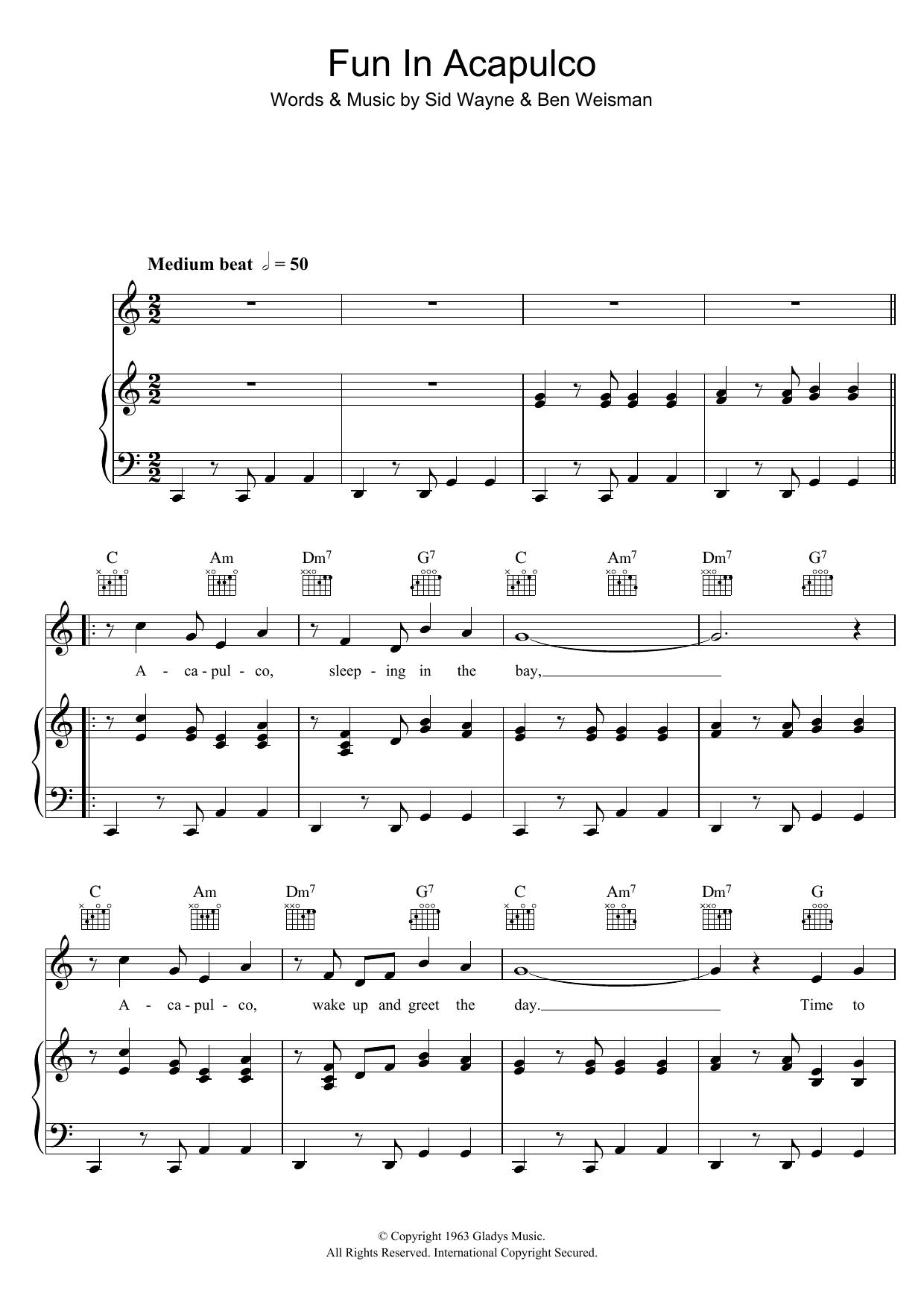 Elvis Presley Fun In Acapulco sheet music notes and chords arranged for Piano, Vocal & Guitar Chords