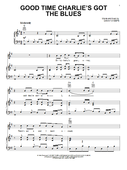 Elvis Presley Good Time Charlie's Got The Blues sheet music notes and chords arranged for Piano, Vocal & Guitar Chords (Right-Hand Melody)