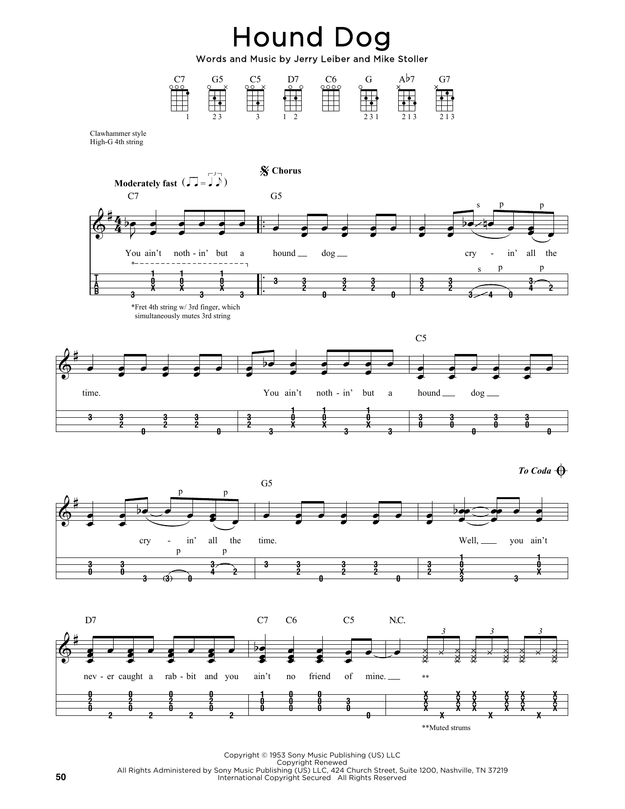 Elvis Presley Hound Dog (arr. Jim Schustedt) sheet music notes and chords arranged for Ukulele