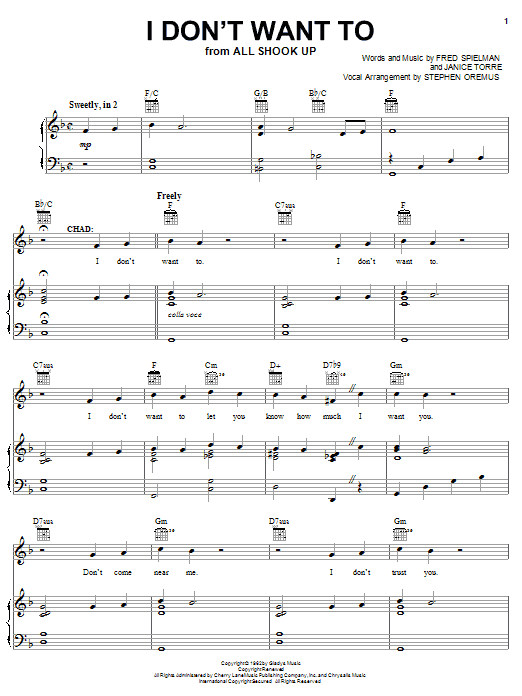 Elvis Presley I Don't Want To sheet music notes and chords arranged for Piano, Vocal & Guitar Chords (Right-Hand Melody)