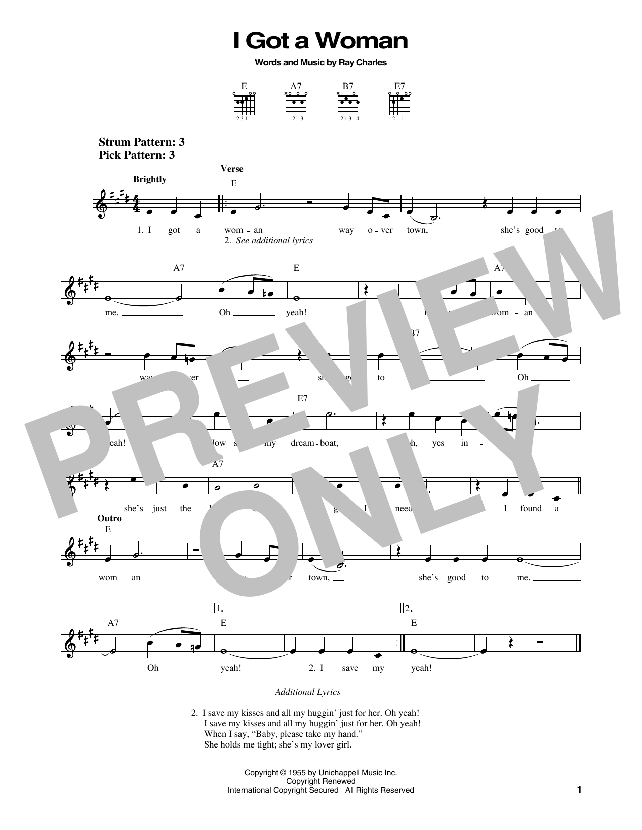 Elvis Presley I Got A Woman sheet music notes and chords arranged for Easy Guitar