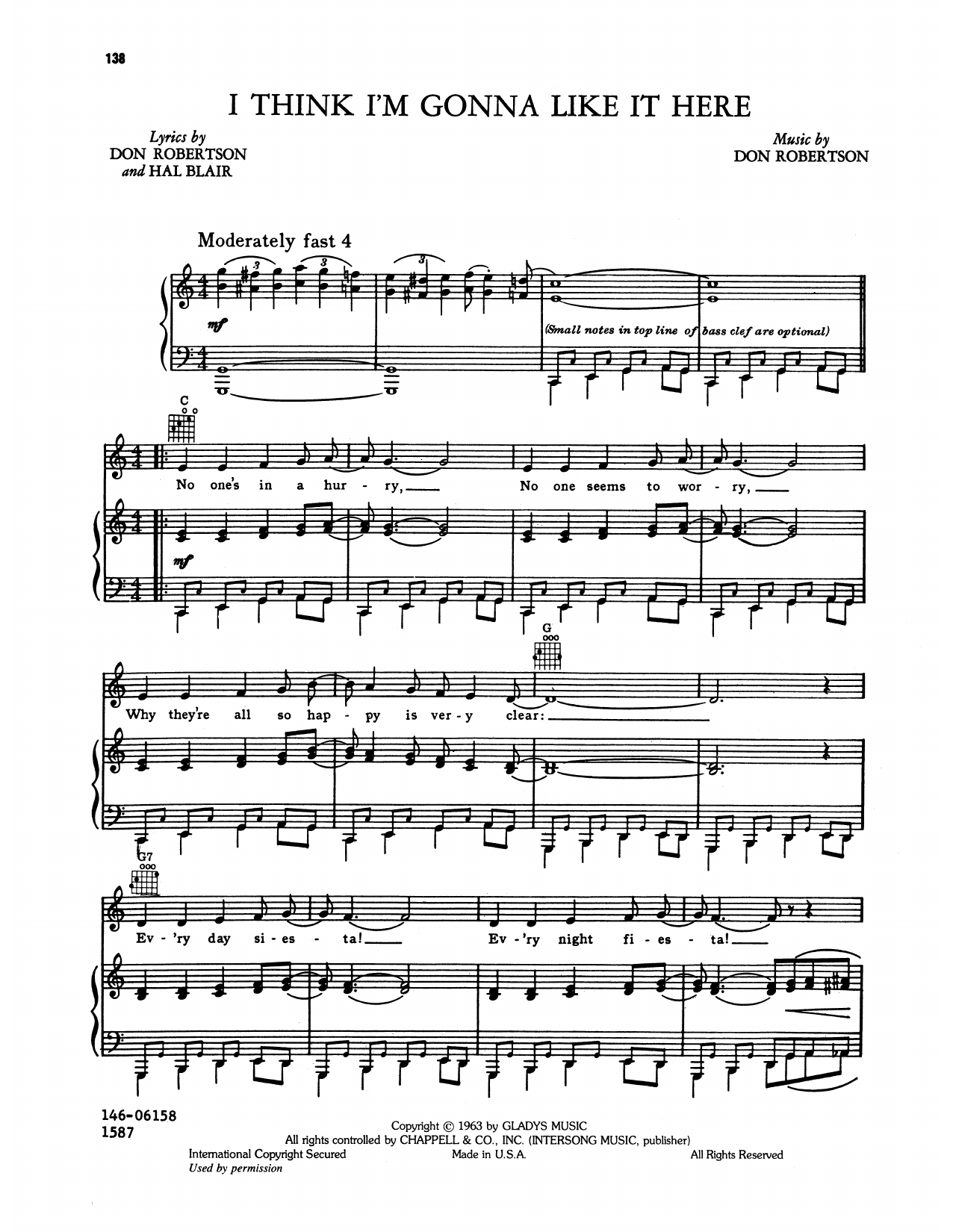 Elvis Presley I Think I'm Gonna Like It Here sheet music notes and chords arranged for Piano, Vocal & Guitar Chords (Right-Hand Melody)