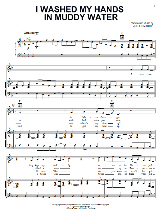 Elvis Presley I Washed My Hands In Muddy Water sheet music notes and chords arranged for Piano, Vocal & Guitar Chords (Right-Hand Melody)