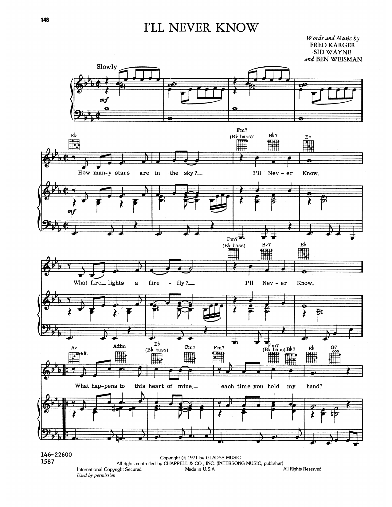 Elvis Presley I'll Never Know sheet music notes and chords arranged for Piano, Vocal & Guitar Chords (Right-Hand Melody)