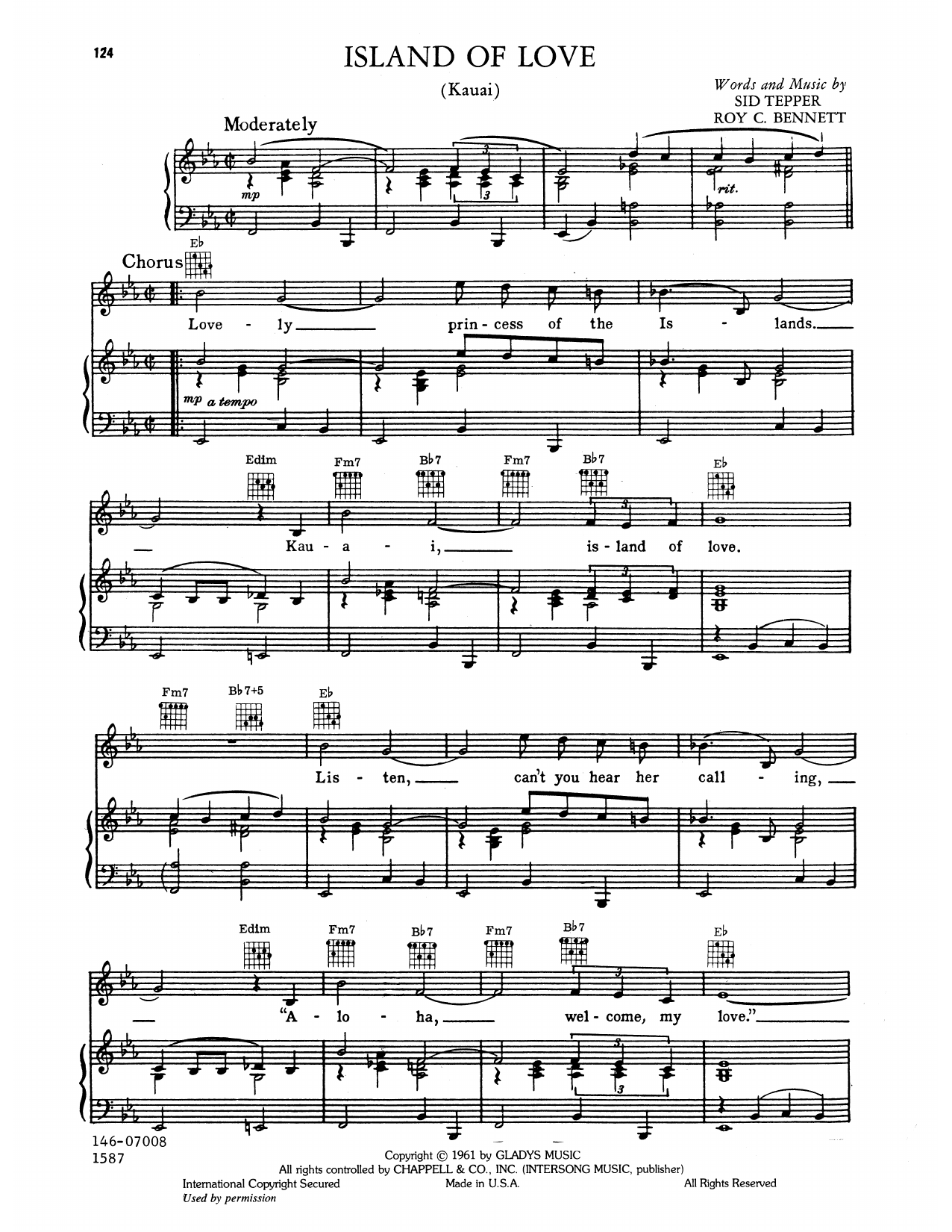 Elvis Presley Island Of Love sheet music notes and chords arranged for Piano, Vocal & Guitar Chords (Right-Hand Melody)