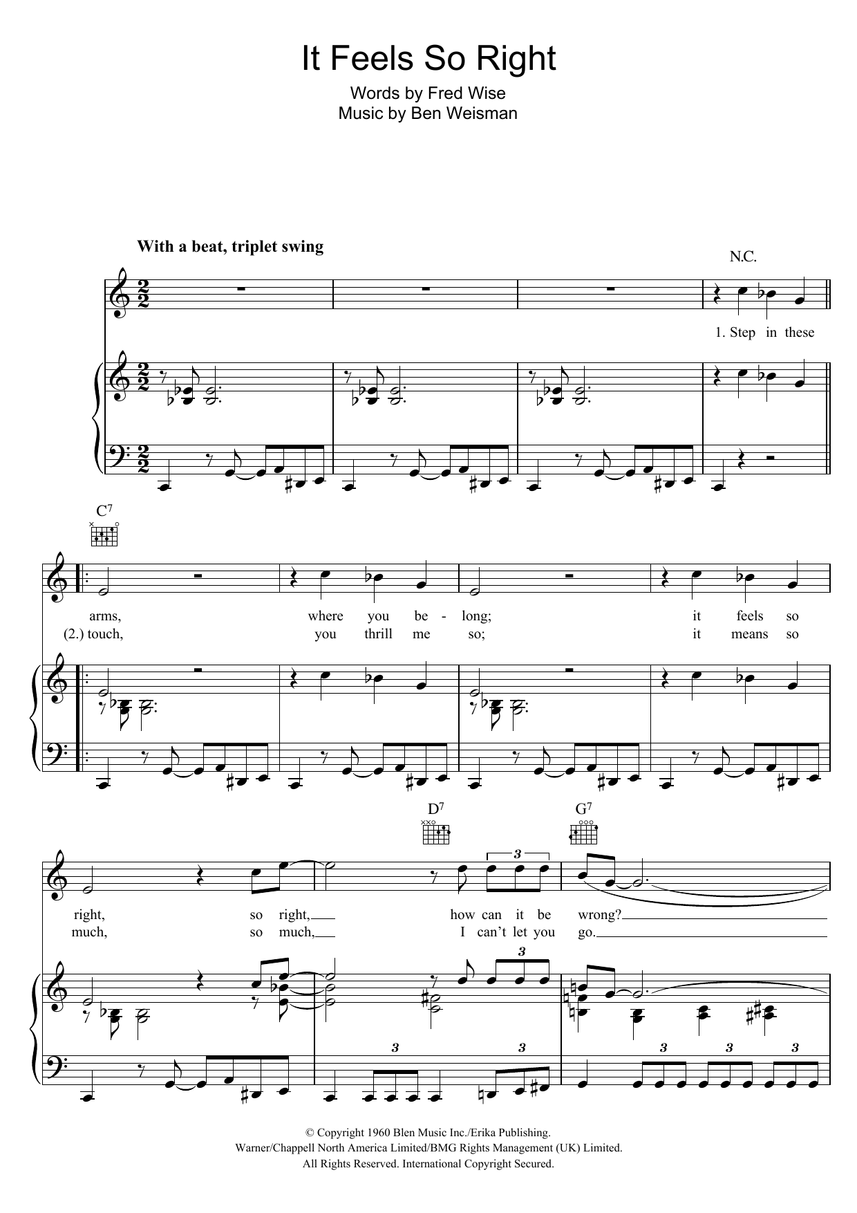 Elvis Presley It Feels So Right sheet music notes and chords arranged for Piano, Vocal & Guitar Chords