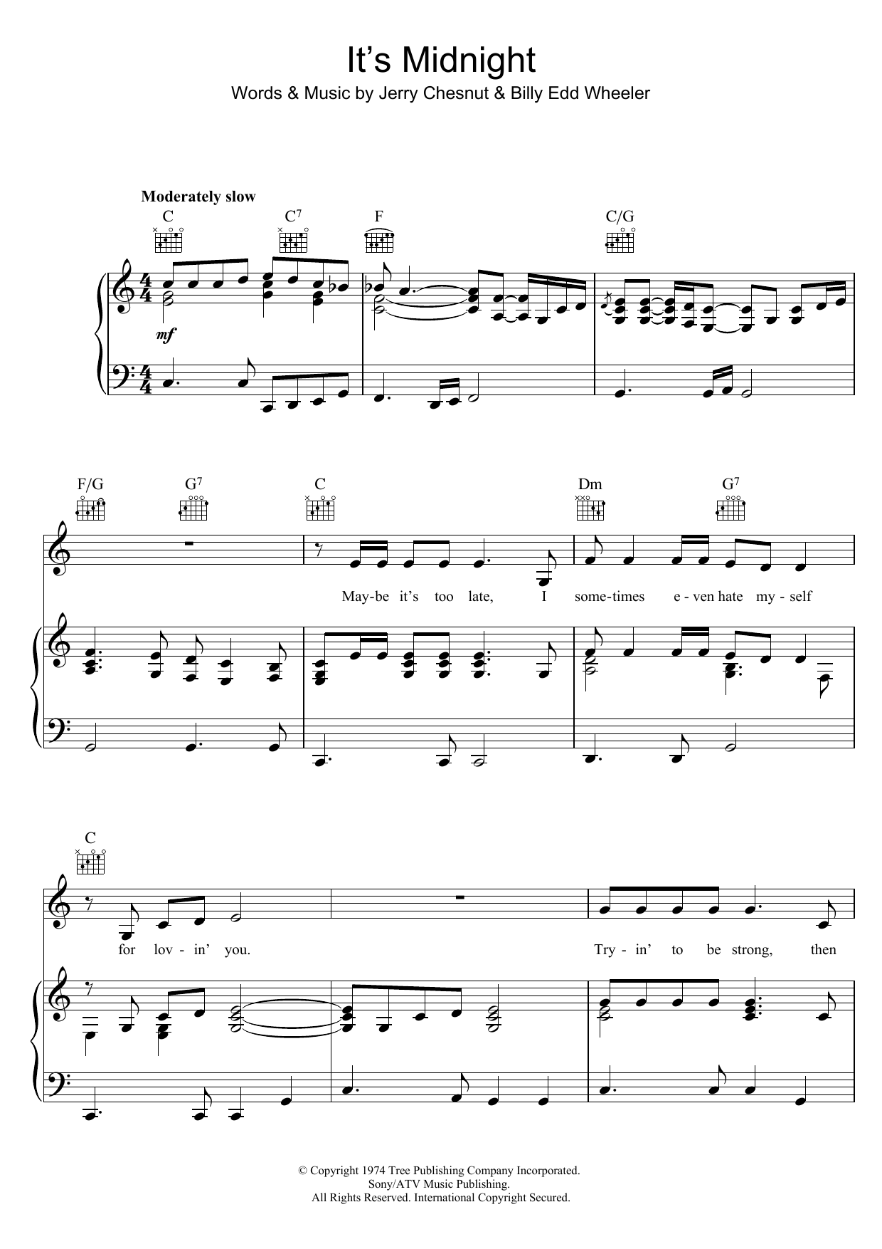 Elvis Presley It's Midnight sheet music notes and chords arranged for Piano, Vocal & Guitar Chords (Right-Hand Melody)
