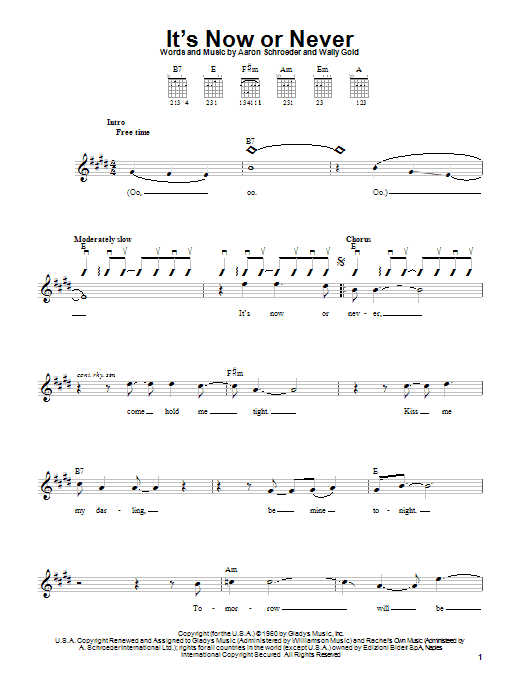 Elvis Presley It's Now Or Never sheet music notes and chords arranged for Clarinet Solo