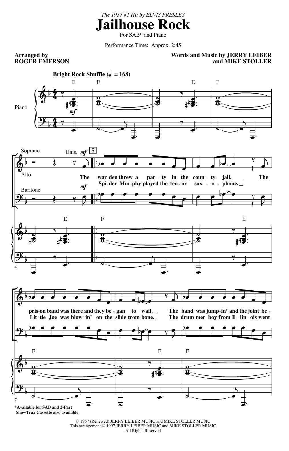 Elvis Presley Jailhouse Rock (arr. Roger Emerson) sheet music notes and chords arranged for 2-Part Choir