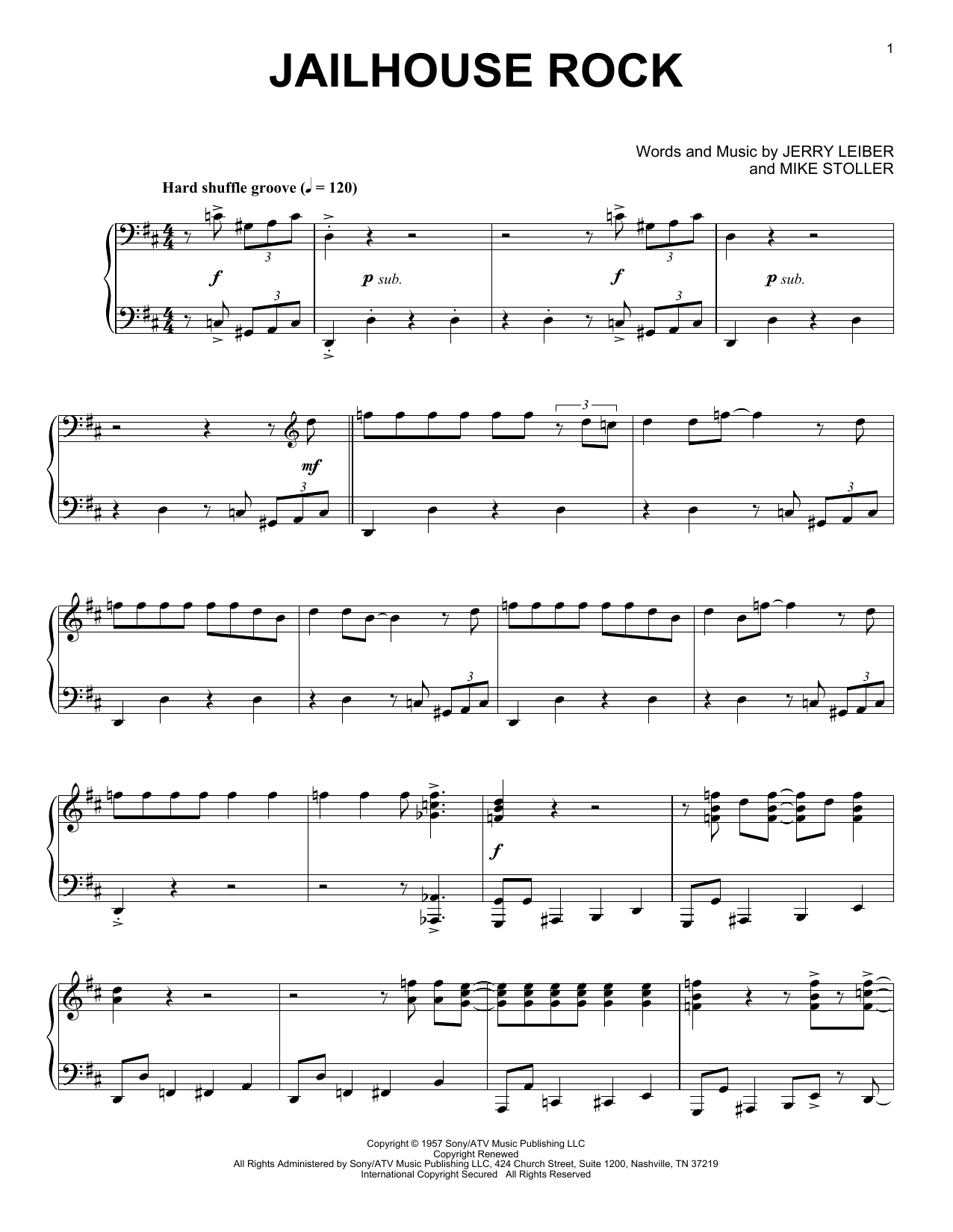 Elvis Presley Jailhouse Rock [Jazz version] sheet music notes and chords arranged for Piano Solo