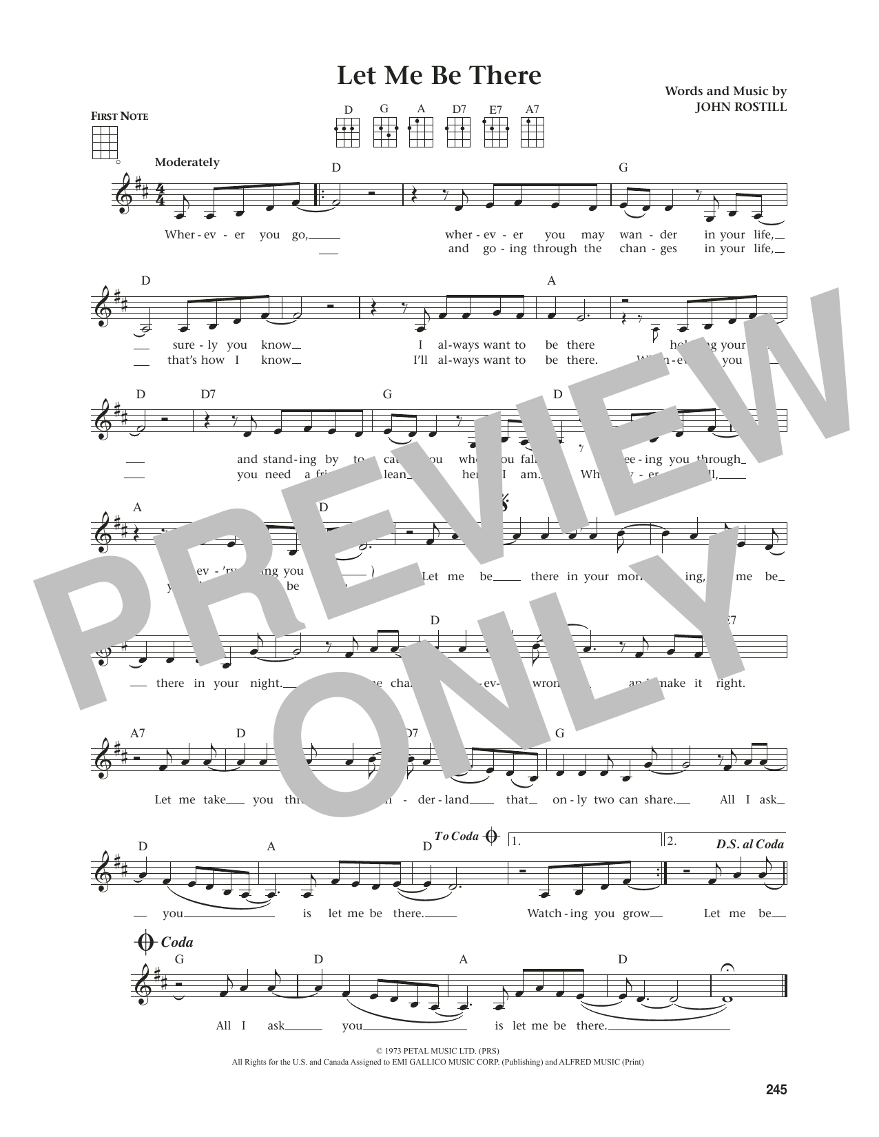 Elvis Presley Let Me Be There (from The Daily Ukulele) (arr. Jim Beloff) sheet music notes and chords arranged for Ukulele