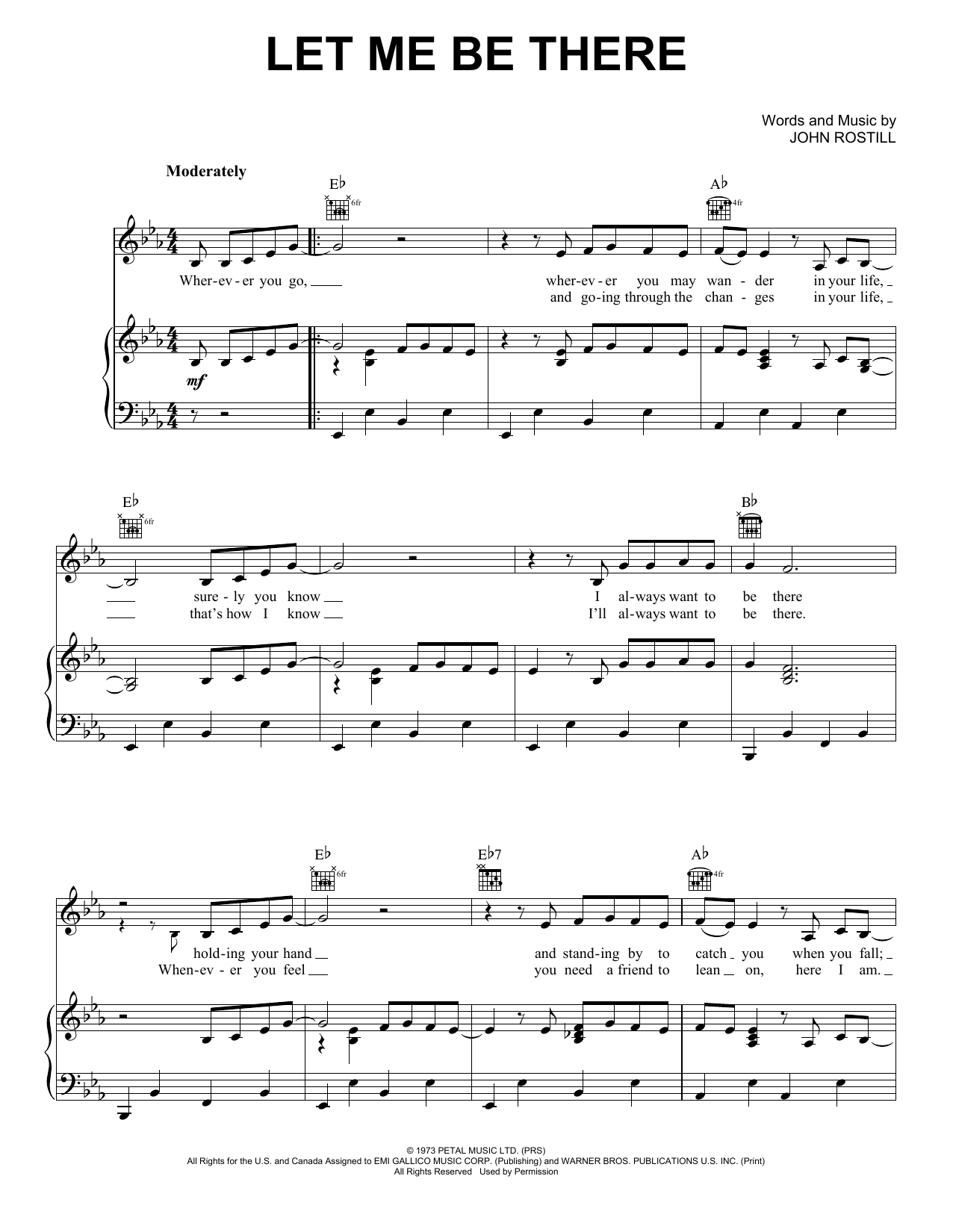 Elvis Presley Let Me Be There sheet music notes and chords arranged for Piano, Vocal & Guitar Chords (Right-Hand Melody)