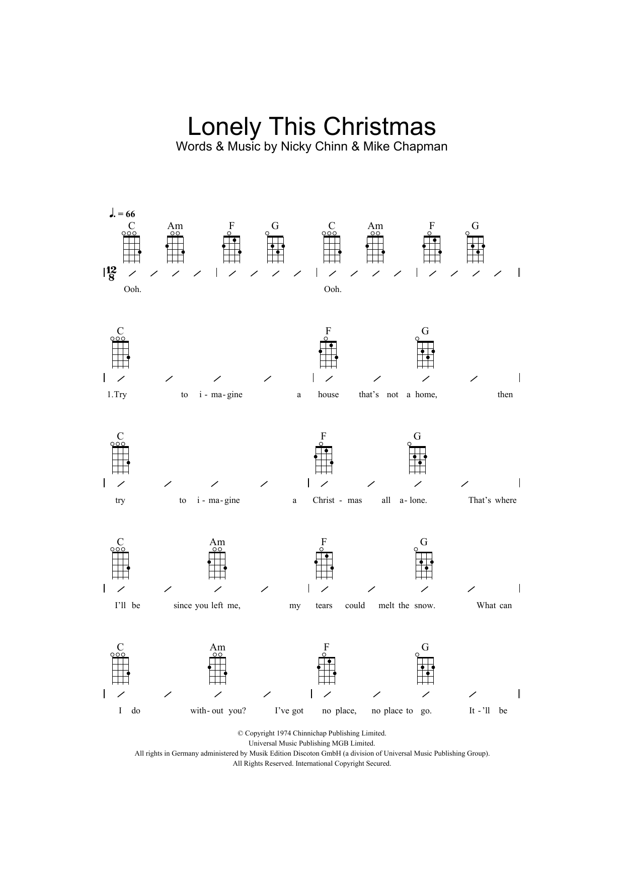 Elvis Presley Lonely This Christmas sheet music notes and chords arranged for Ukulele Chords/Lyrics