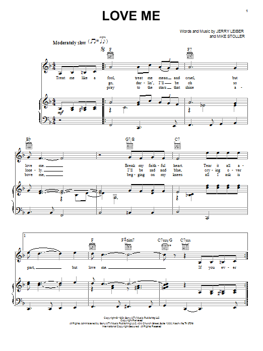 Elvis Presley Love Me sheet music notes and chords arranged for Piano, Vocal & Guitar Chords