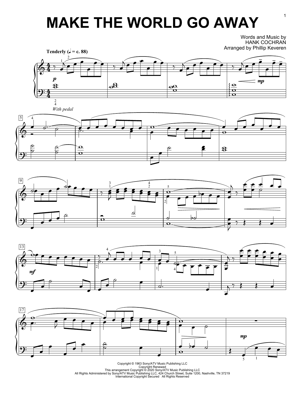 Elvis Presley Make The World Go Away [Classical version] (arr. Phillip Keveren) sheet music notes and chords arranged for Piano Solo