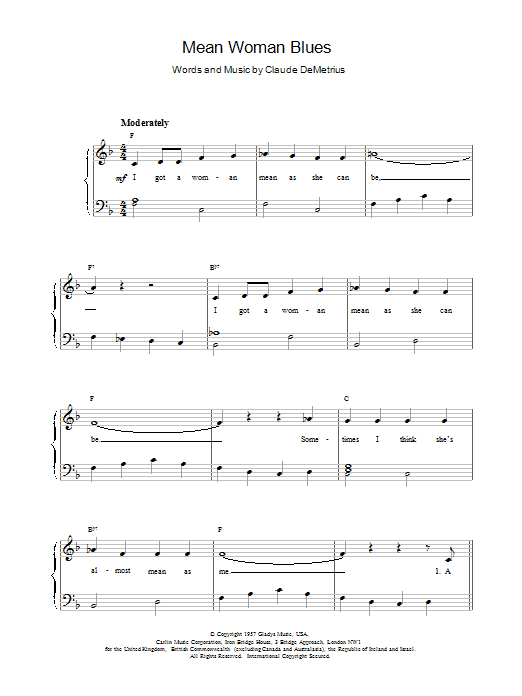 Elvis Presley Mean Woman Blues sheet music notes and chords arranged for Guitar Chords/Lyrics