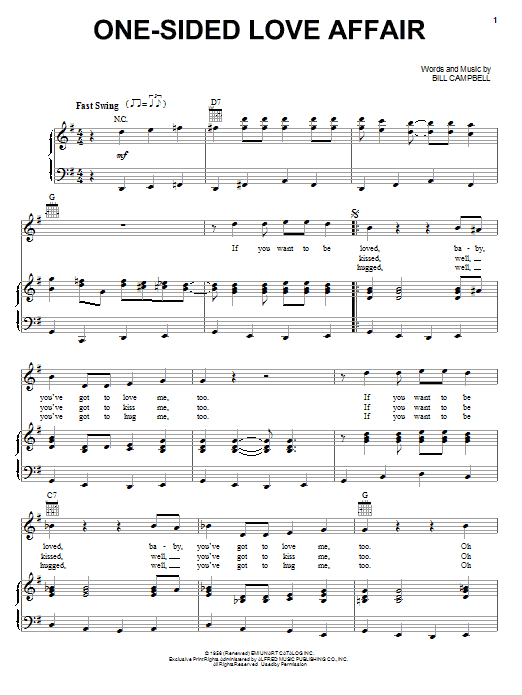 Elvis Presley One-Sided Love Affair sheet music notes and chords arranged for Piano, Vocal & Guitar Chords (Right-Hand Melody)