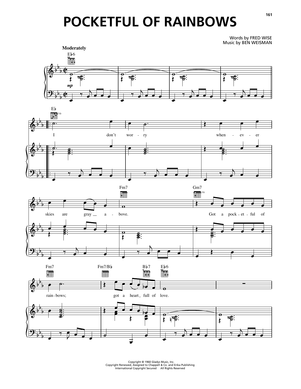 Elvis Presley Pocketful Of Rainbows sheet music notes and chords arranged for Piano, Vocal & Guitar Chords (Right-Hand Melody)