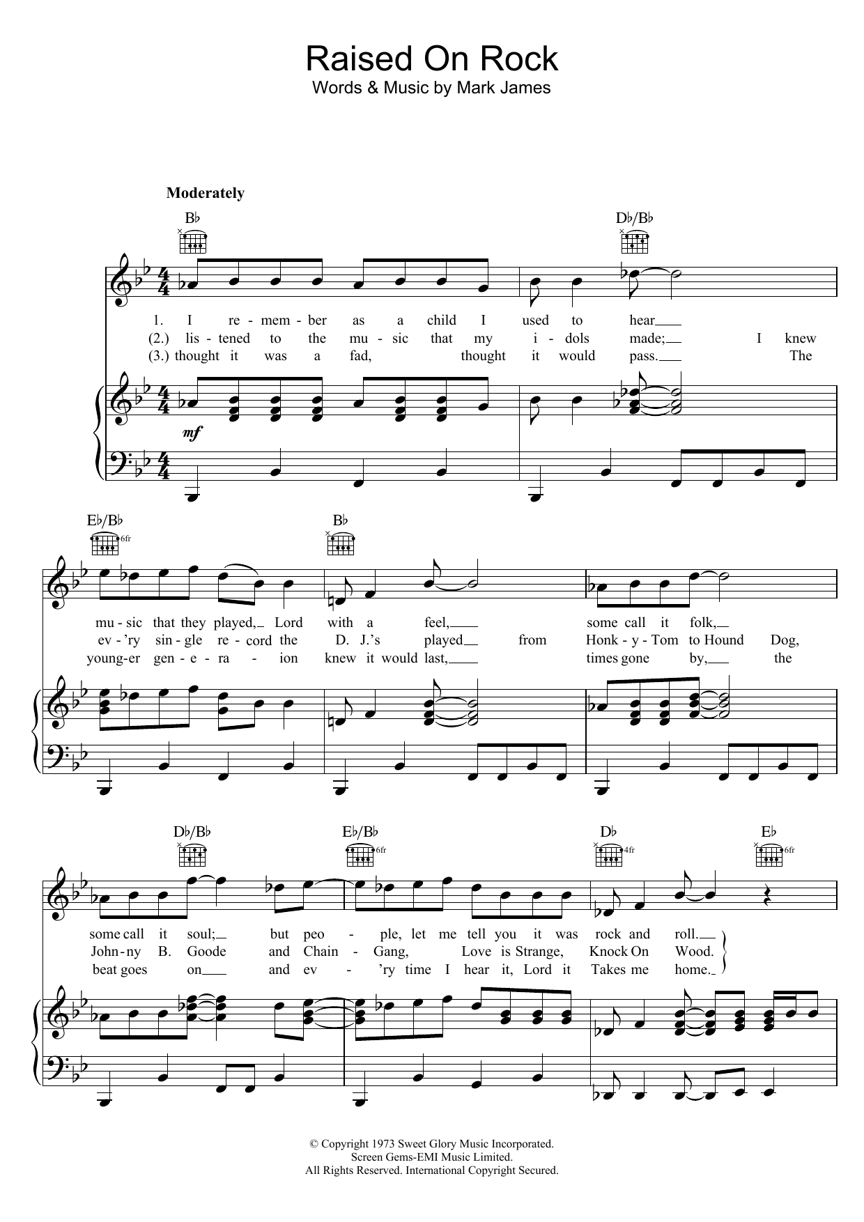 Elvis Presley Raised On Rock sheet music notes and chords arranged for Piano, Vocal & Guitar Chords (Right-Hand Melody)