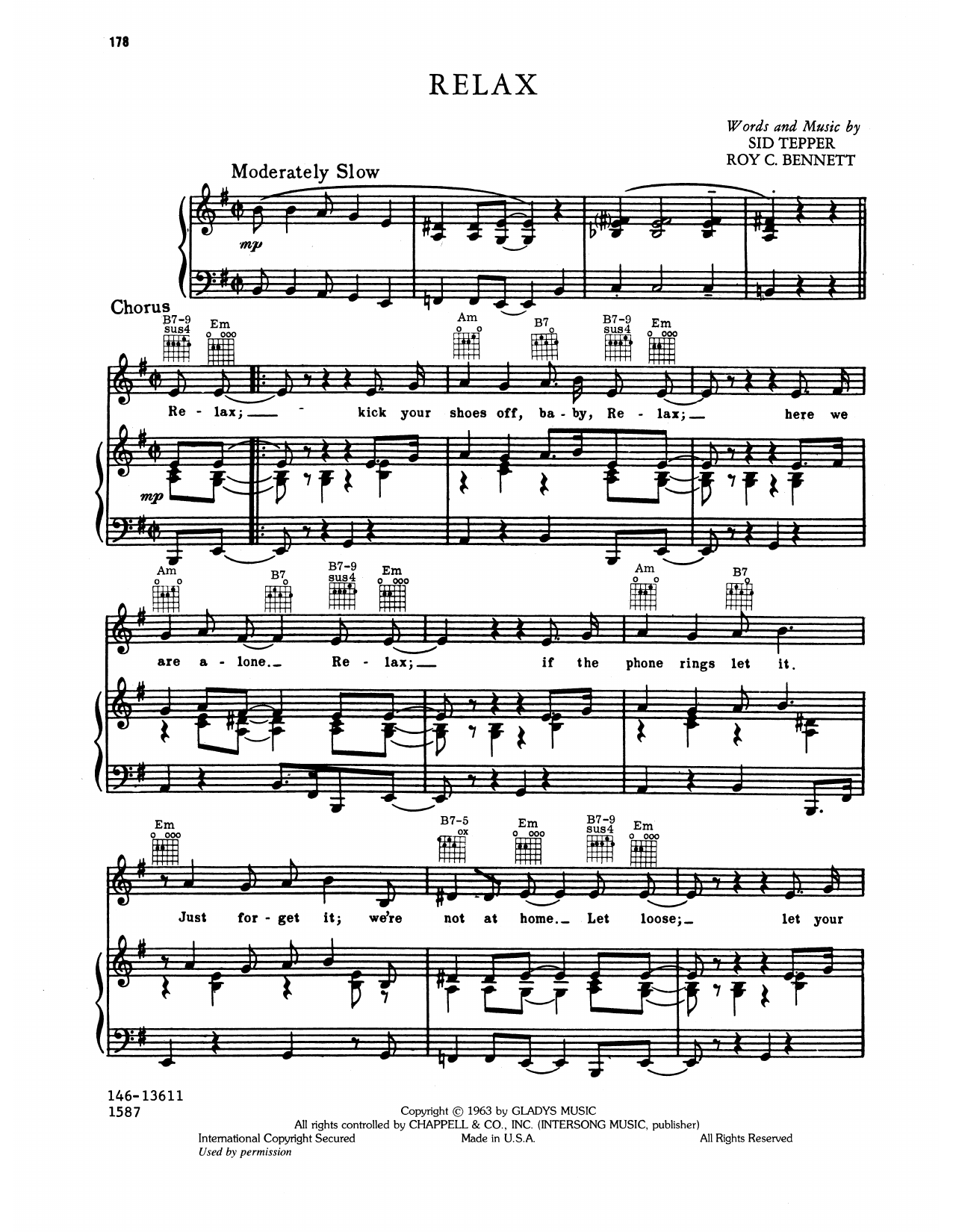 Elvis Presley Relax sheet music notes and chords arranged for Piano, Vocal & Guitar Chords (Right-Hand Melody)
