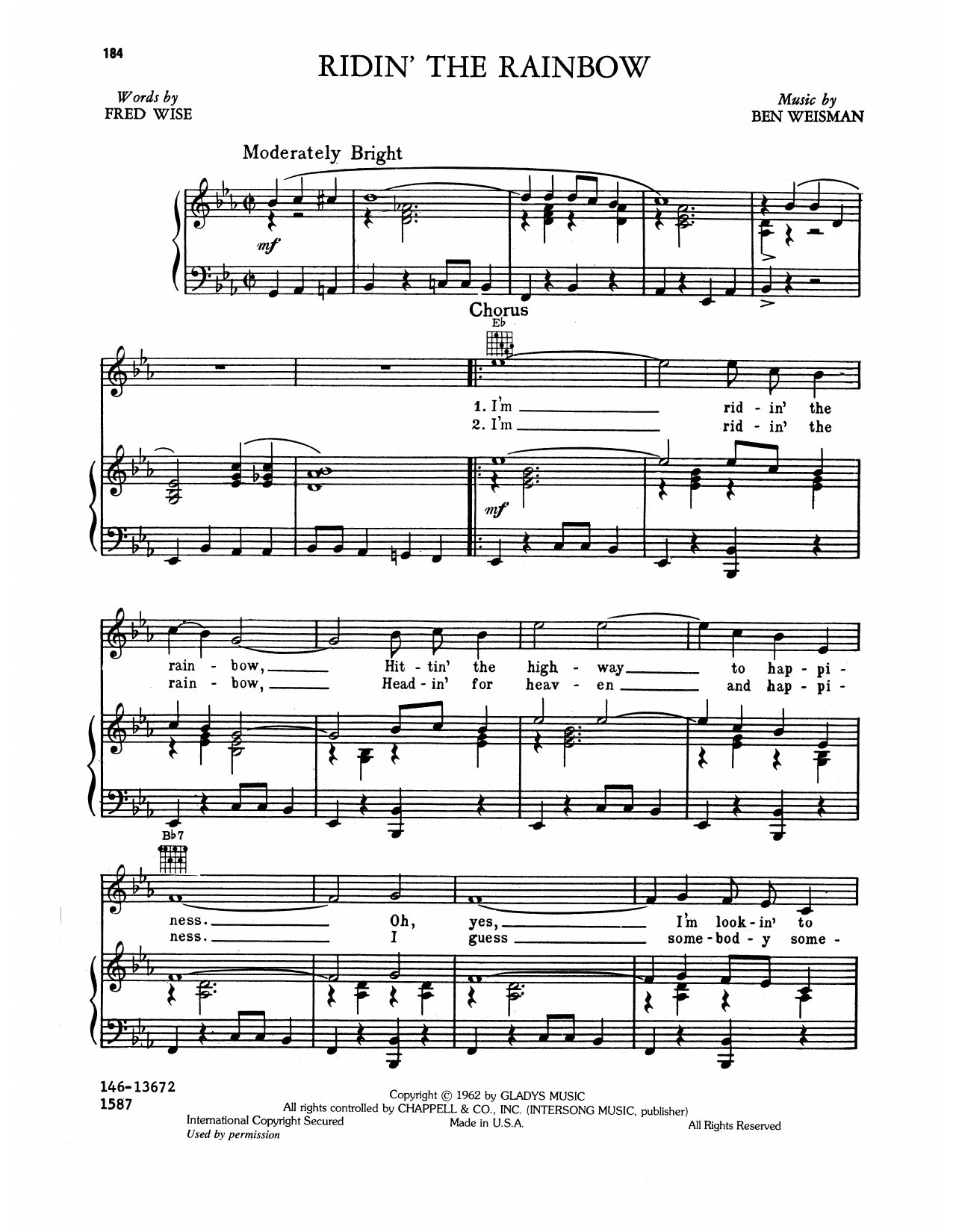 Elvis Presley Ridin' The Rainbow sheet music notes and chords arranged for Piano, Vocal & Guitar Chords (Right-Hand Melody)