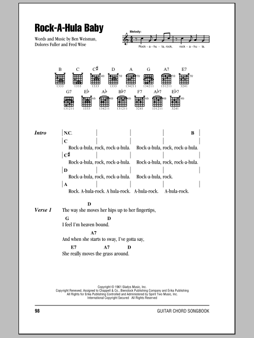 Elvis Presley Rock-A-Hula Baby sheet music notes and chords arranged for Piano, Vocal & Guitar Chords