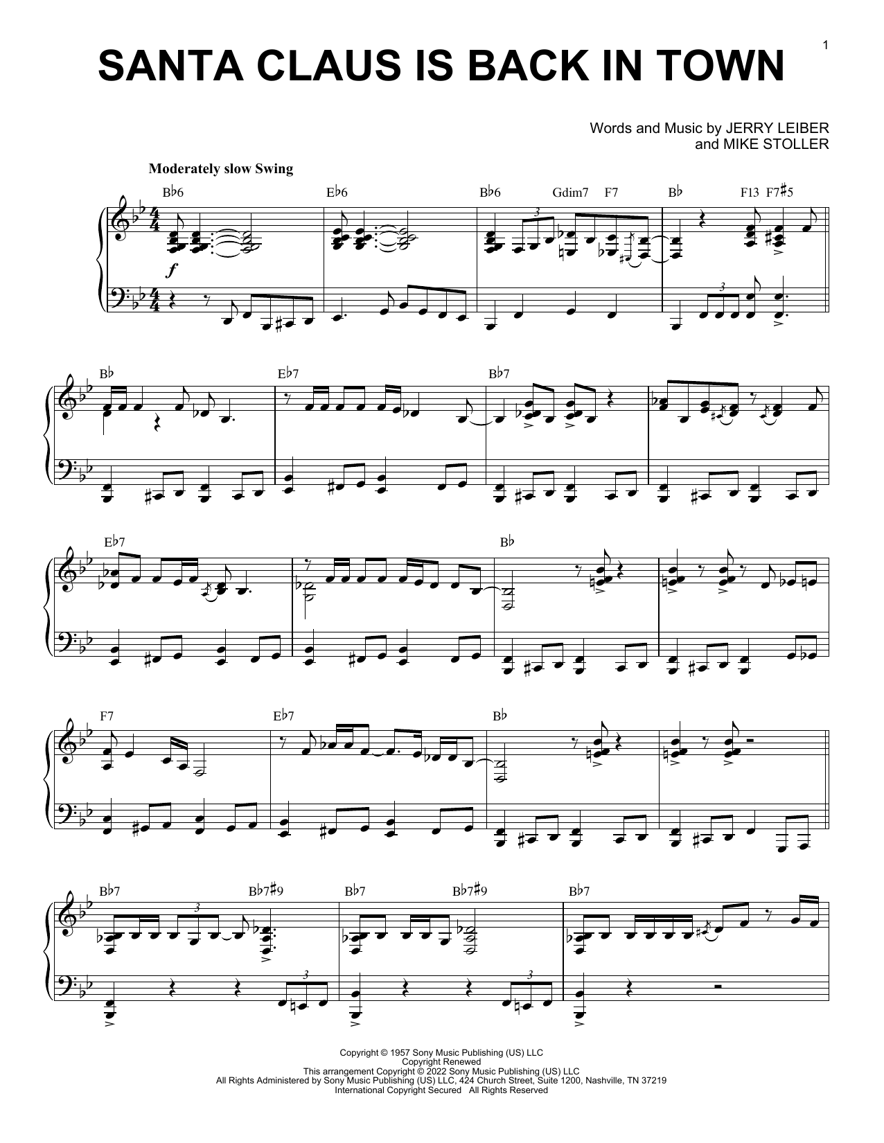 Elvis Presley Santa Claus Is Back In Town [Jazz version] (arr. Brent Edstrom) sheet music notes and chords arranged for Piano Solo