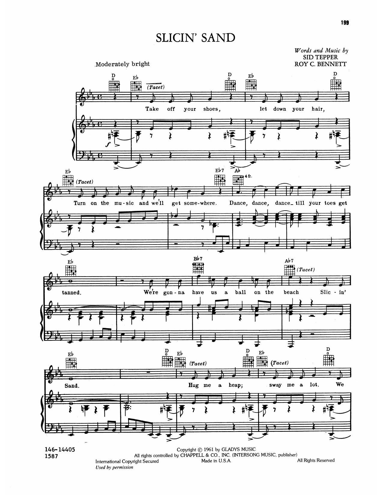 Elvis Presley Slicin' Sand sheet music notes and chords arranged for Piano, Vocal & Guitar Chords (Right-Hand Melody)