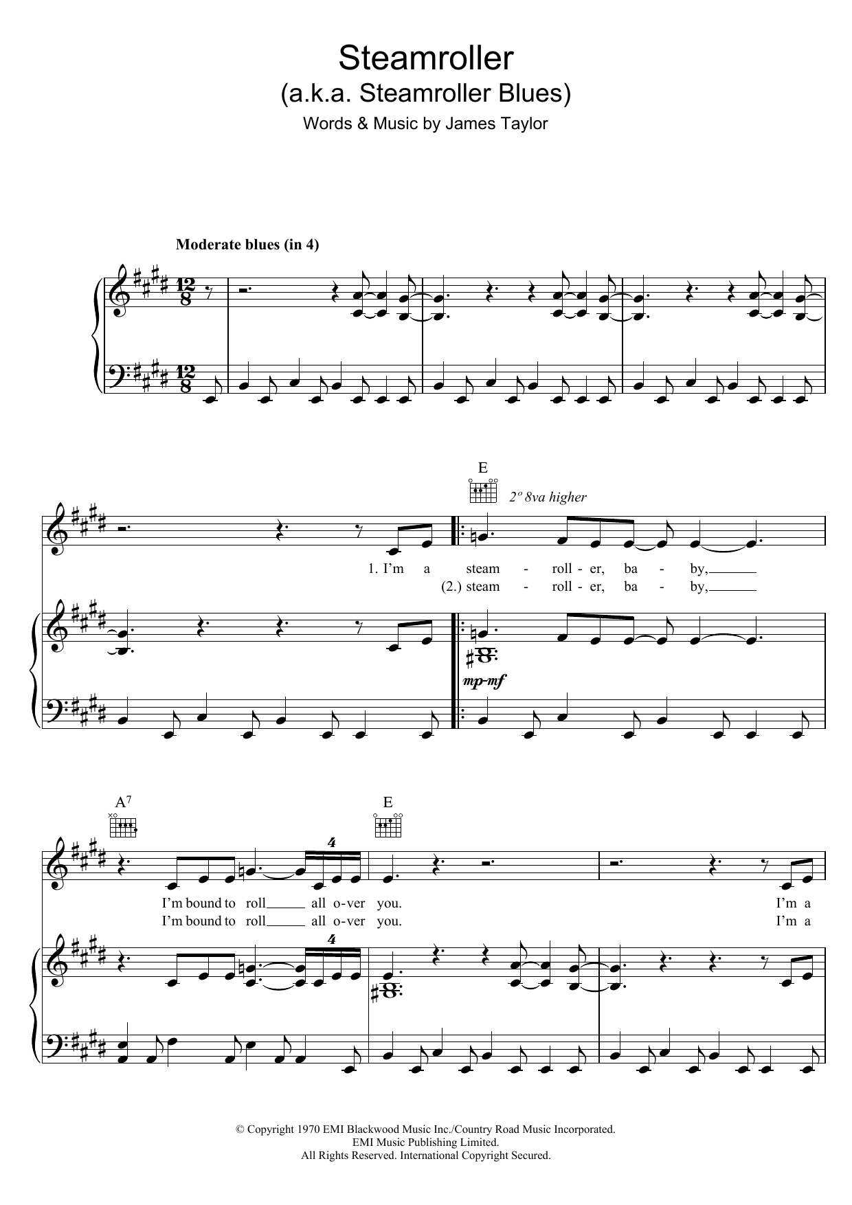 Elvis Presley Steamroller sheet music notes and chords arranged for Piano, Vocal & Guitar Chords