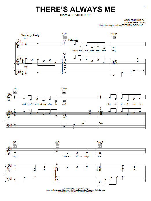 Elvis Presley There's Always Me sheet music notes and chords arranged for Piano, Vocal & Guitar Chords (Right-Hand Melody)
