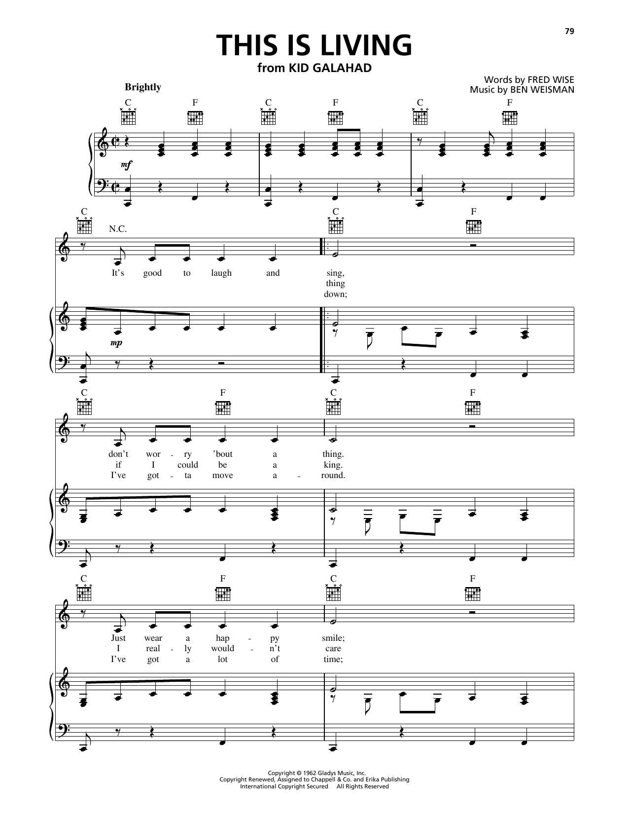 Elvis Presley This Is Living sheet music notes and chords arranged for Piano, Vocal & Guitar Chords (Right-Hand Melody)