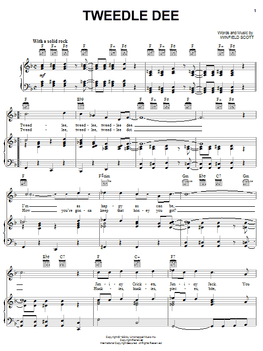 Elvis Presley Tweedle Dee sheet music notes and chords arranged for Piano, Vocal & Guitar Chords (Right-Hand Melody)