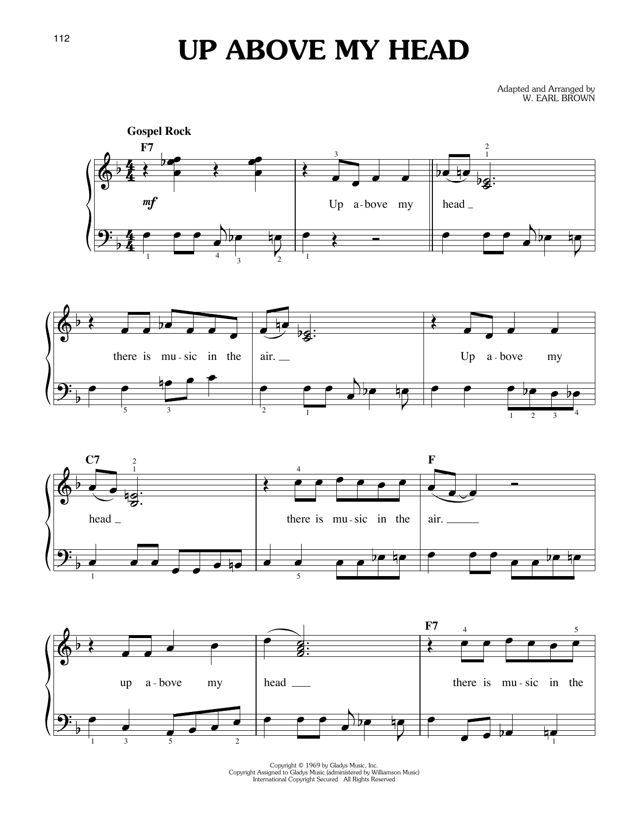 Elvis Presley Up Above My Head sheet music notes and chords arranged for Easy Piano