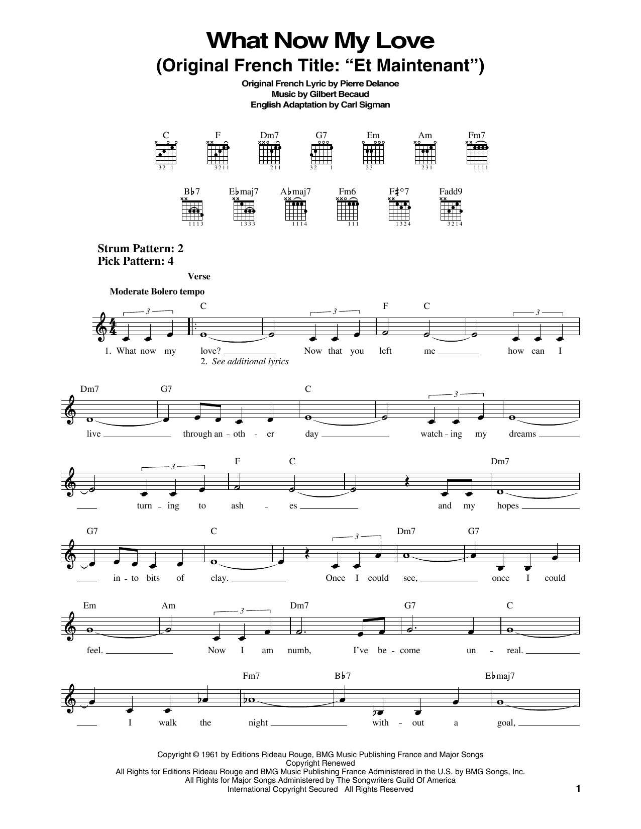 Elvis Presley What Now My Love sheet music notes and chords arranged for Easy Guitar