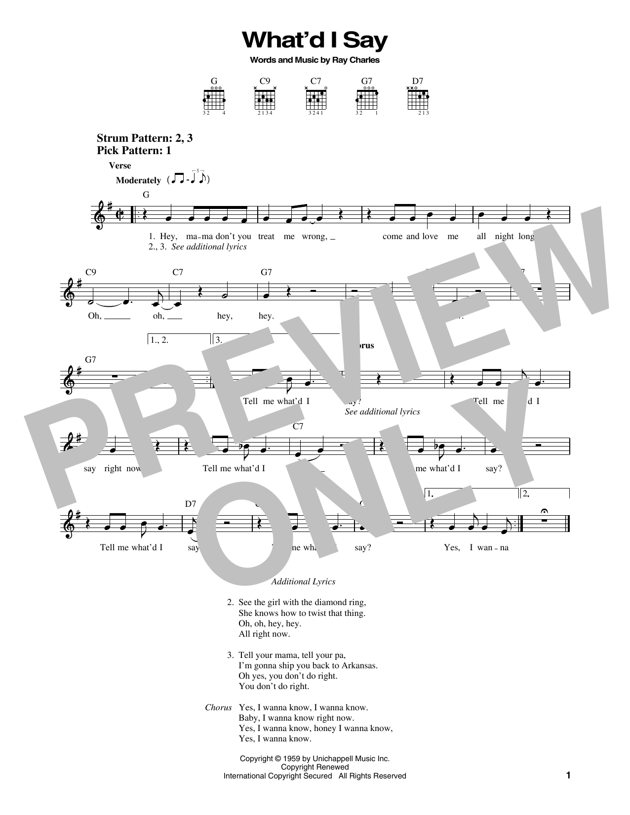 Elvis Presley What'd I Say sheet music notes and chords arranged for Easy Guitar