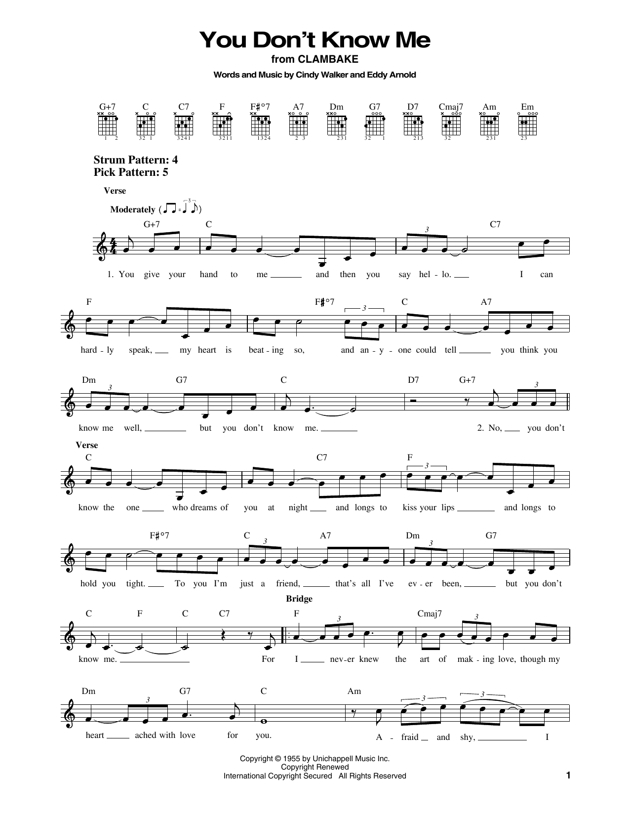 Elvis Presley You Don't Know Me sheet music notes and chords arranged for Easy Guitar