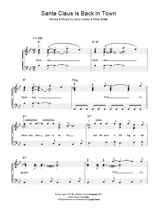 Elvis Presley Santa Claus Is Back In Town sheet music notes and chords arranged for Easy Piano