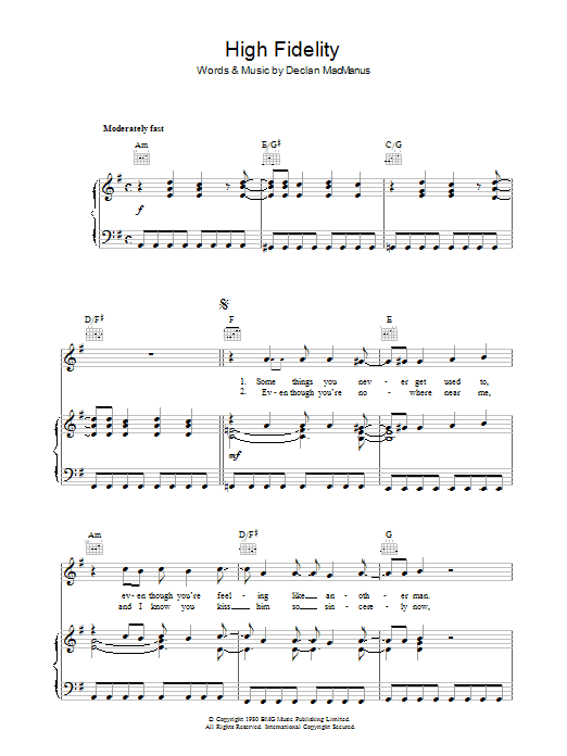 Elvis Costello High Fidelity sheet music notes and chords. Download Printable PDF.