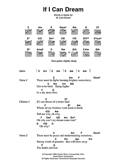Elvis Presley If I Can Dream sheet music notes and chords arranged for Guitar Chords/Lyrics