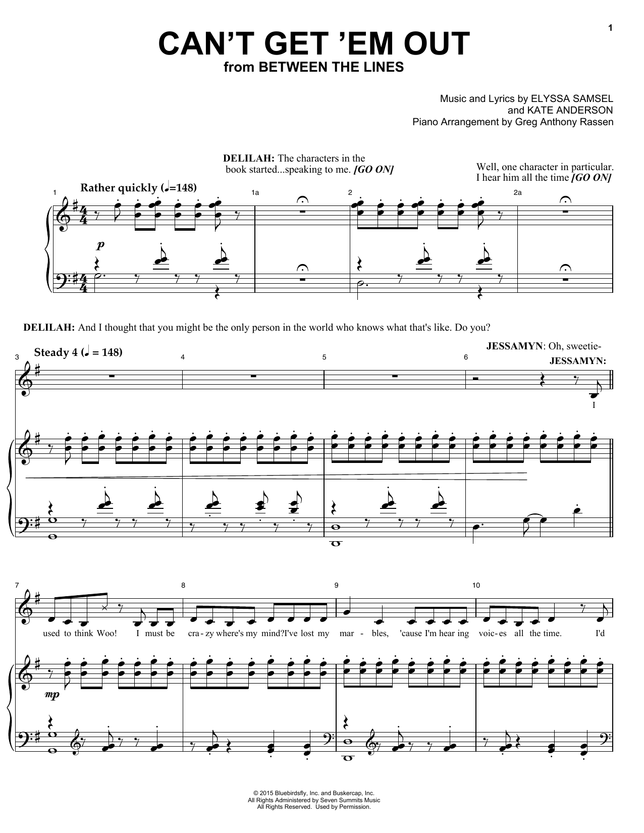 Elyssa Samsel & Kate Anderson Can't Get 'Em Out (from Between The Lines) sheet music notes and chords arranged for Piano & Vocal