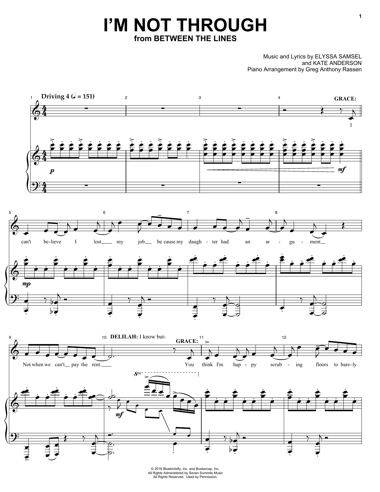 Elyssa Samsel & Kate Anderson I'm Not Through (from Between The Lines) sheet music notes and chords arranged for Piano & Vocal
