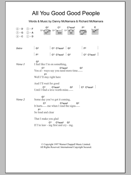 Embrace All You Good Good People sheet music notes and chords arranged for Guitar Chords/Lyrics